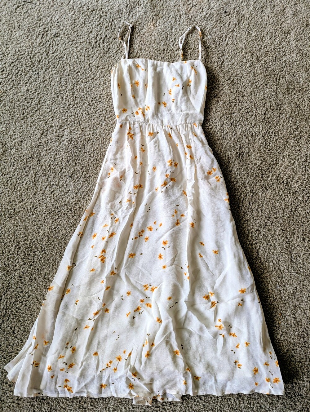 Reformation White Midi Dress with Yellow Floral Print - Picture 2 of 4